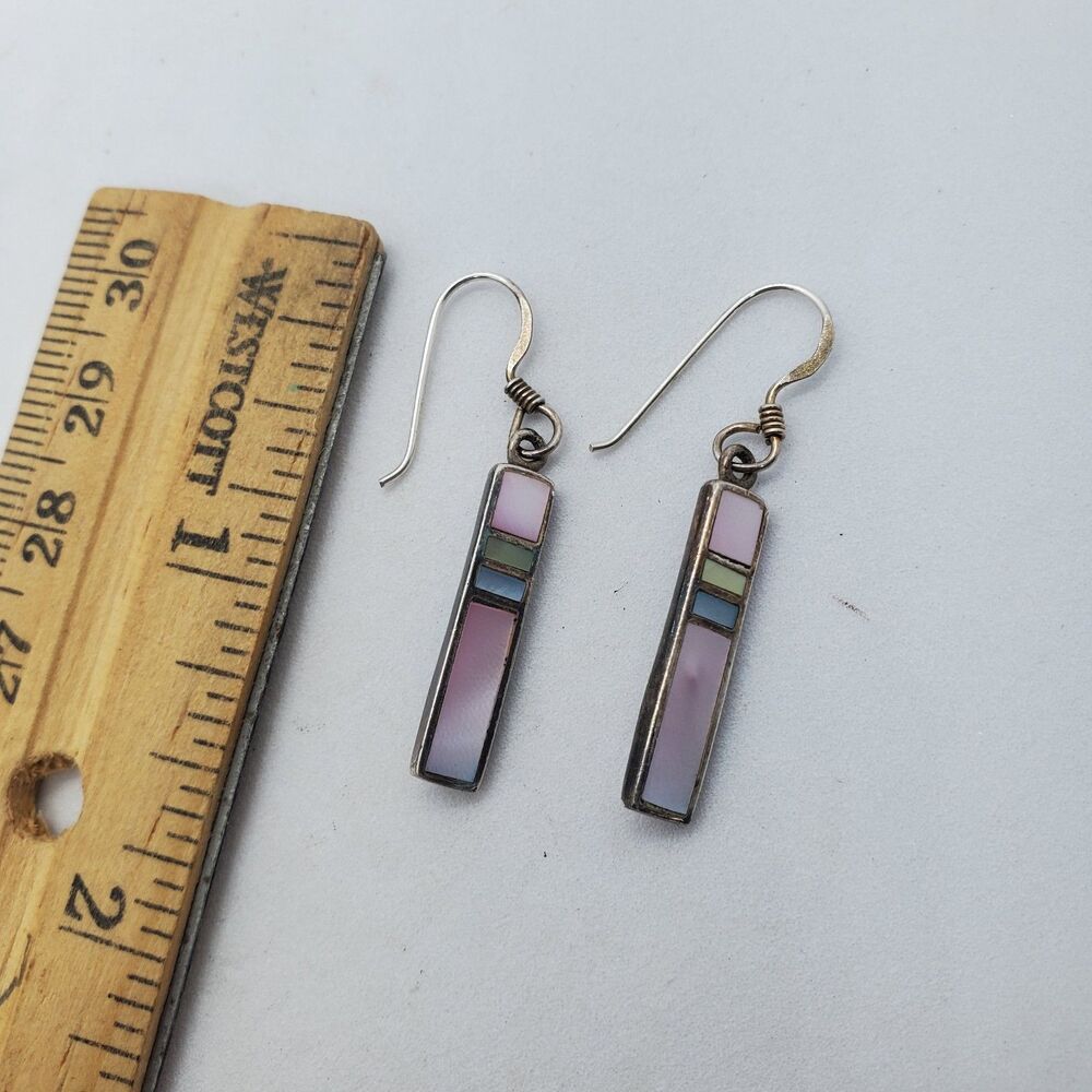 Sterling Silver and Dyed Mother of Pearl Earrings 925